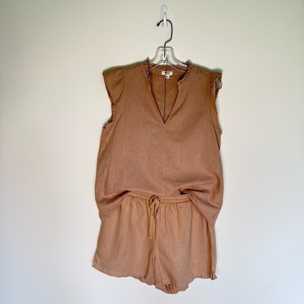 Dylan Linen Matching Set Extra Small Top Small Shorts Resort Elastic Waist